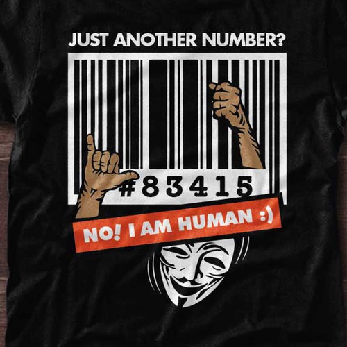 Barcode design with the title 'No! I am Human :)'