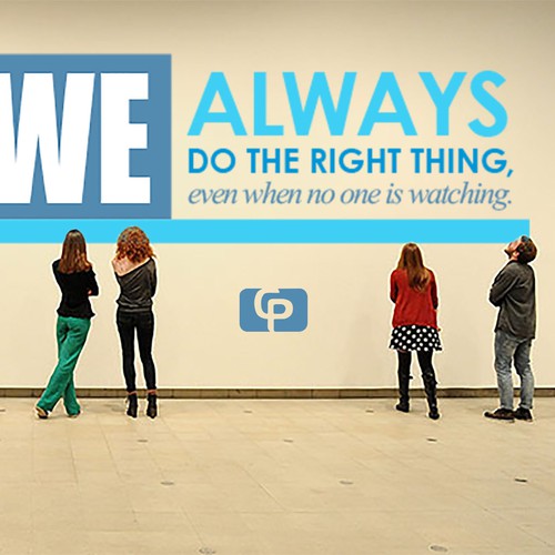 Wall art design with the title 'Typography—Wall Lettering of Core Values'