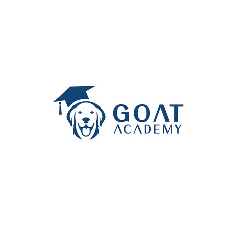 Golden retriever logo with the title 'Monogram logo concept for GOAT academy'