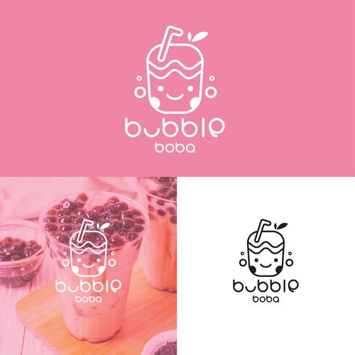 Chibi logo with the title 'Bubble Boba - Logo Concept'