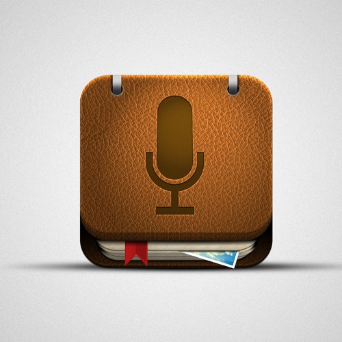 Leather design with the title 'Logo/Icon redesign needed for our iOS app!'
