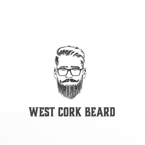 Masculine logo with the title 'WEST CORK BEARD'