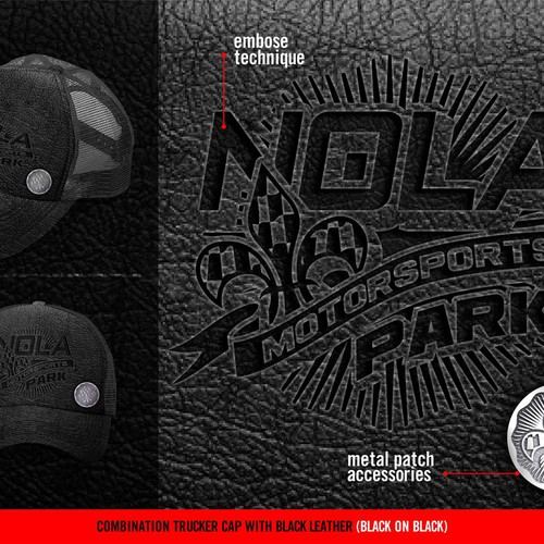 Cap design with the title 'Fitted cap design needed for NOLA Motorsports Park!'