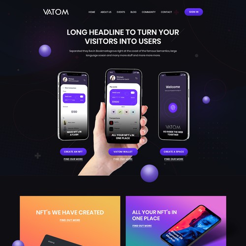 Dashboard website with the title 'Vatom'