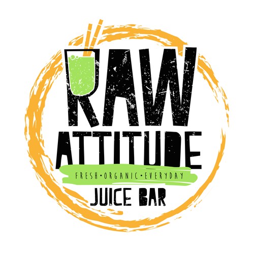 Raw design with the title 'Raw Attitude Juice Bar Logo'
