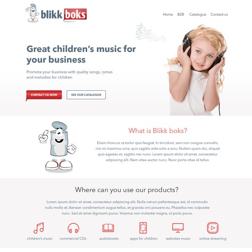 Icon website with the title 'Webpage for a record company for children music /apps'