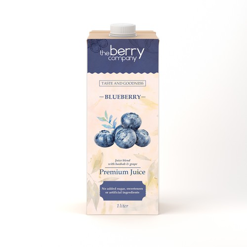 Watercolor packaging with the title 'Re-design for a former Juice Brand of the Year Winner'