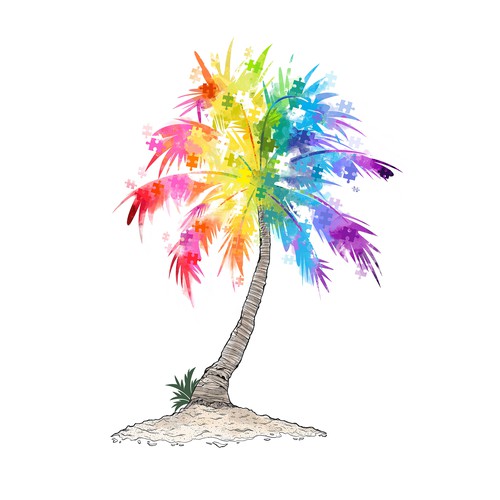 Puzzle logo with the title 'Puzzle Rainbow Tree'