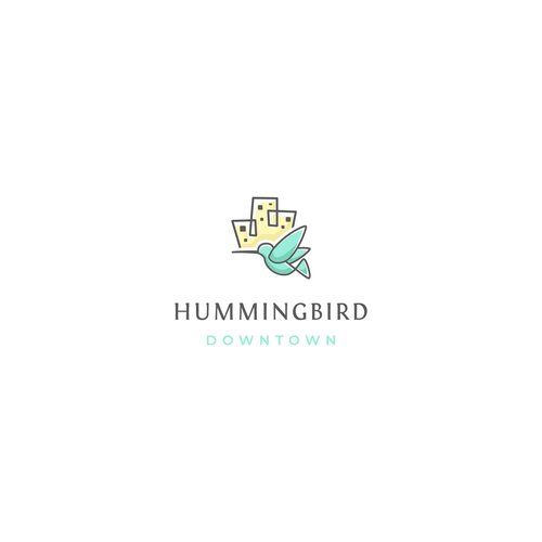 Hummingbird logo with the title 'Logo concept for hummingbird downtown'