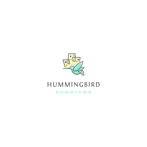 Colibri logo with the title 'Logo concept for hummingbird downtown'