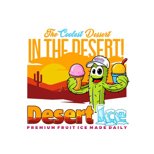 Restaurant t-shirt with the title 'Retro t-shirt design of Caliche Frozen Custard products called "DESERT ICE"!'