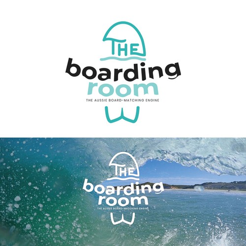 Surfboard logo with the title 'The boarding room logo'