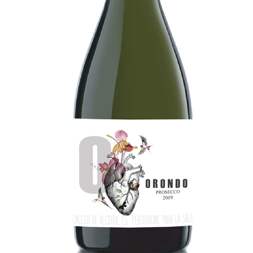 Flower label with the title 'Unconventional label for a sparkling  wine'