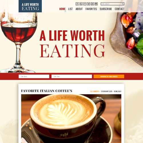 Personal website with the title 'Help make a prominent food blog more photo-centric and minimalist.'