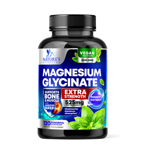 Vegan label with the title 'Natural Magnesium Glycinate Label Design'