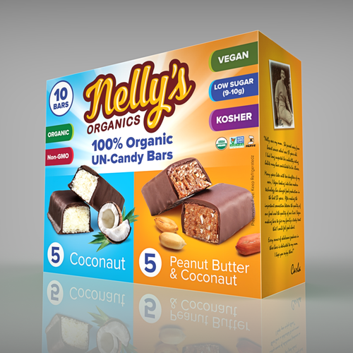 Retro packaging with the title 'Nelly's Organics'
