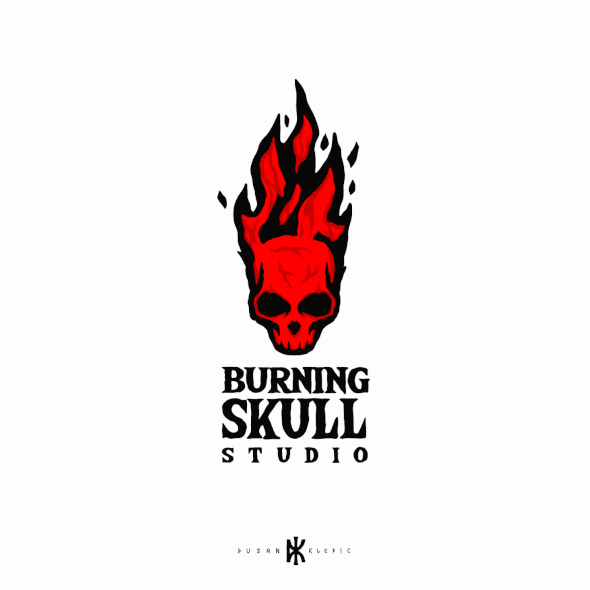 Gaming design with the title 'Burning Skull Studio'