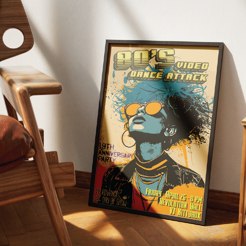 Nostalgic design with the title '80's Dance Party Poster'