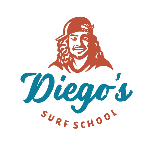 Vintage surf logo with the title 'Logo for Diego’s Surf School'