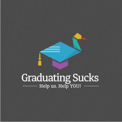 Graduation cap design with the title 'Logo for Graduating Sucks'
