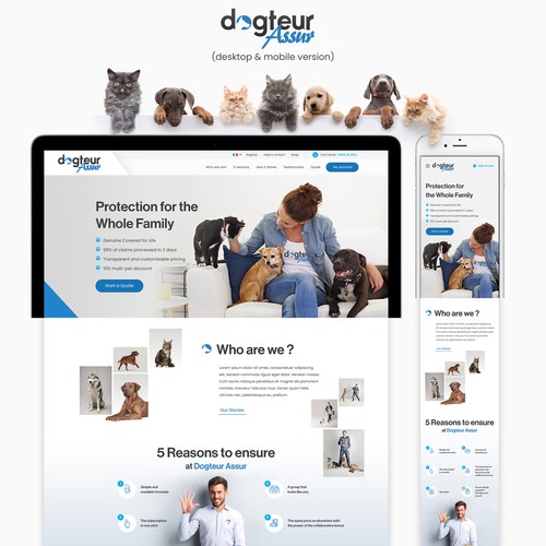 Pet website with the title 'Dogteur - Website Desktop & Responsive'