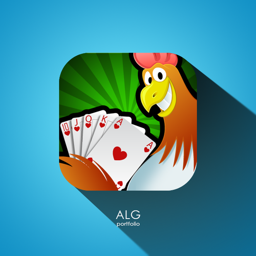 Poker design with the title 'Poker Chicken mobile game icon design'
