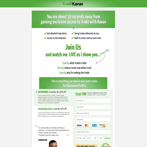 Profile design with the title 'stock traders'