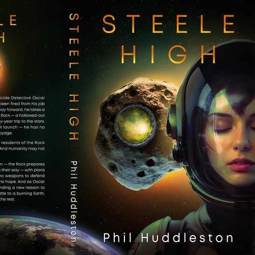 Space book cover with the title 'Book Cover for Sci Fi Novel "Steele High"'