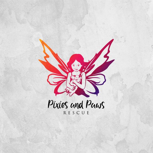 Rescue design with the title 'Pixies and Paws Dog Rescue'