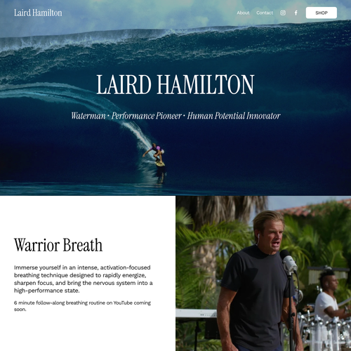 Speaker design with the title 'Laird Hamilton Website'