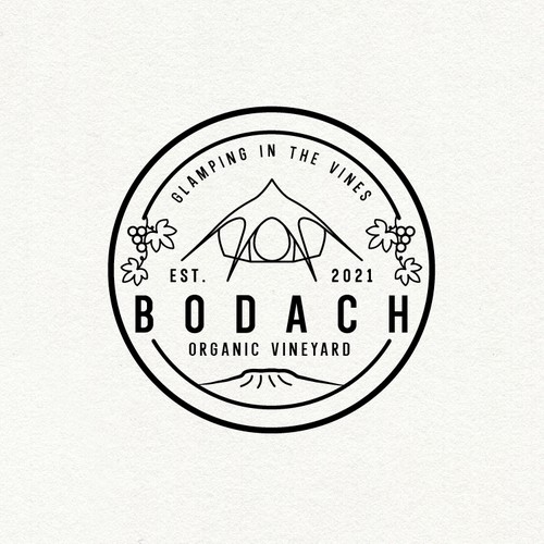 Vineyard design with the title 'Bodach Organic Winery'
