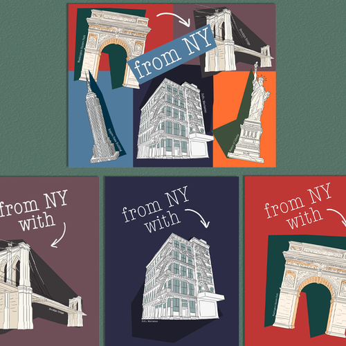 Monument design with the title 'New York City postcards'