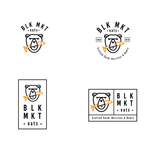 Salmon logo with the title 'Bear and fish logo'