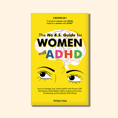 Bright book cover with the title 'Cover for Book about women with ADHD'
