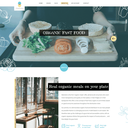 Food website with the title 'A home page for an organic food market'