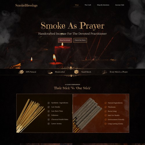 Website with the title 'incense stick website'