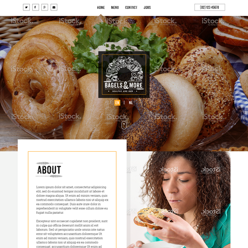 Luxury website with the title 'Healthy & RAWWW, new Bagel place needs trendy website!'