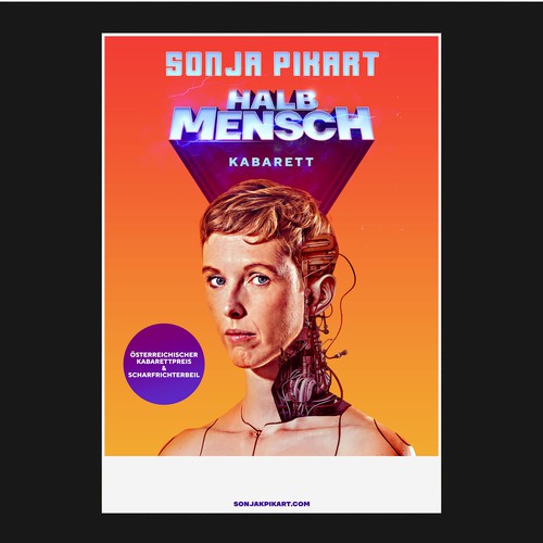 Comedy design with the title 'Artsy Sci-Fi poster design for a one woman comedy show'