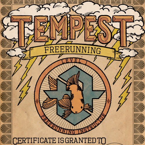 Certificate design with the title 'Vintage certificate for free running instructor'