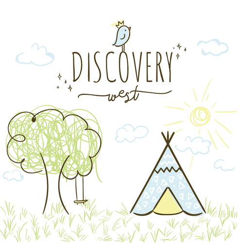 Playful brand with the title 'Discovery west'