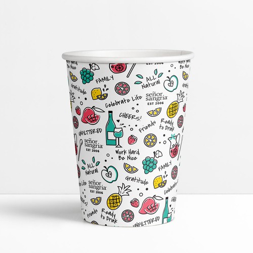 Food illustration with the title 'Fun sangria drinking cup design'