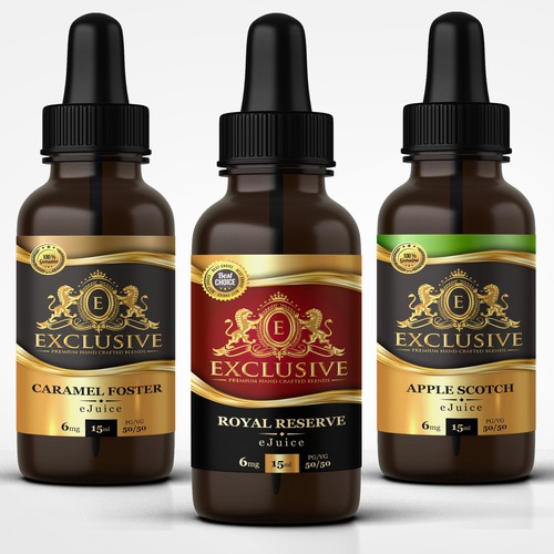 Elegant label with the title 'Labels for Exclusive eLiquid'