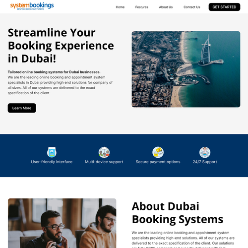 Concept website with the title 'Homepage concept for booking system provider'