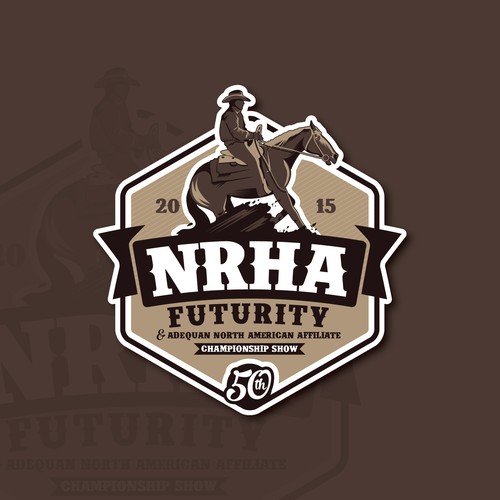 Cowboy logo with the title 'Super Bowl of horse sports looking for exciting logo for 50th running'