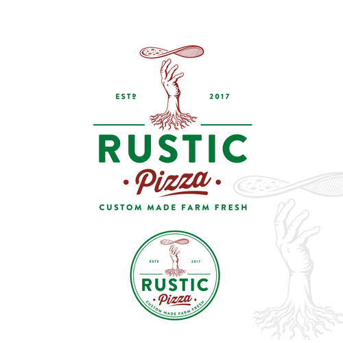 Pizza logo with the title 'Rustic Pizza'