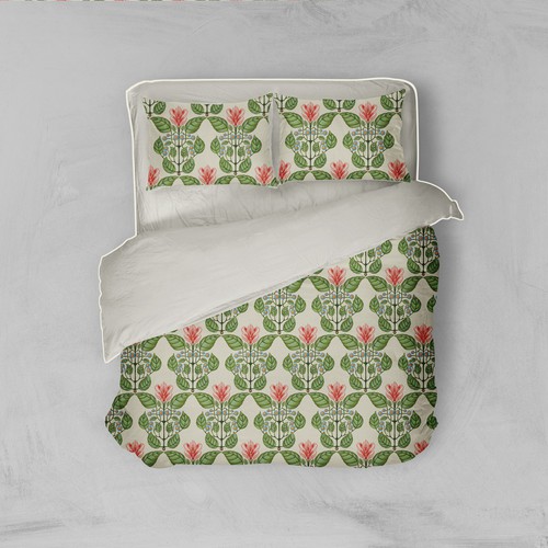 Art Nouveau design with the title 'Good Morning Mr. Hoffmann - fabric design (beige)'