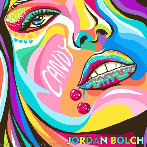 Music illustration with the title 'Candy Album Cover Artwork'