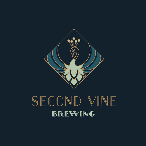 Peacock design with the title 'Female run brewery'