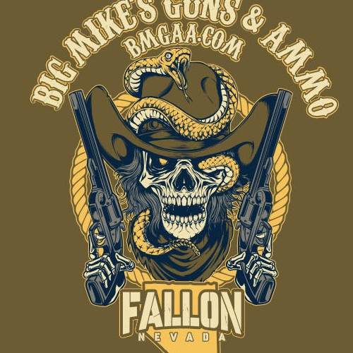 Design with the title 'Big Mike's Guns & Ammo'