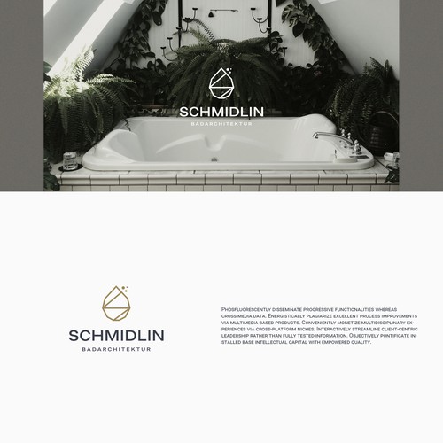 Bathroom design with the title ' A new logo for a  "one-woman company startup. '